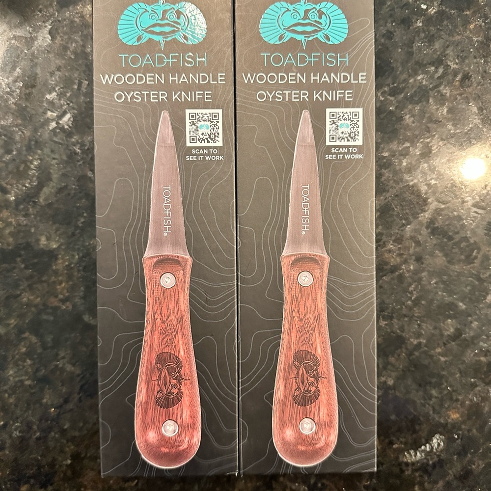 BRAND NEW Two (2) ToadFish Oyster Knife - Wood (Limited Edition)